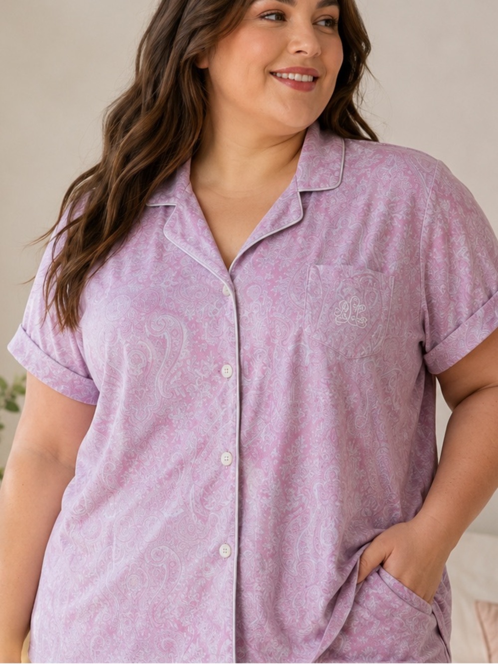Lauren Ralph Lauren Pink Paisley Pajama Top Women’s 3X